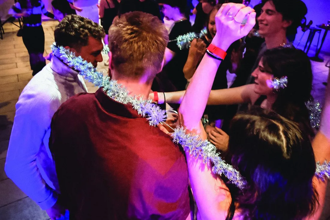 Students celebrating at Jewski's Novy God party