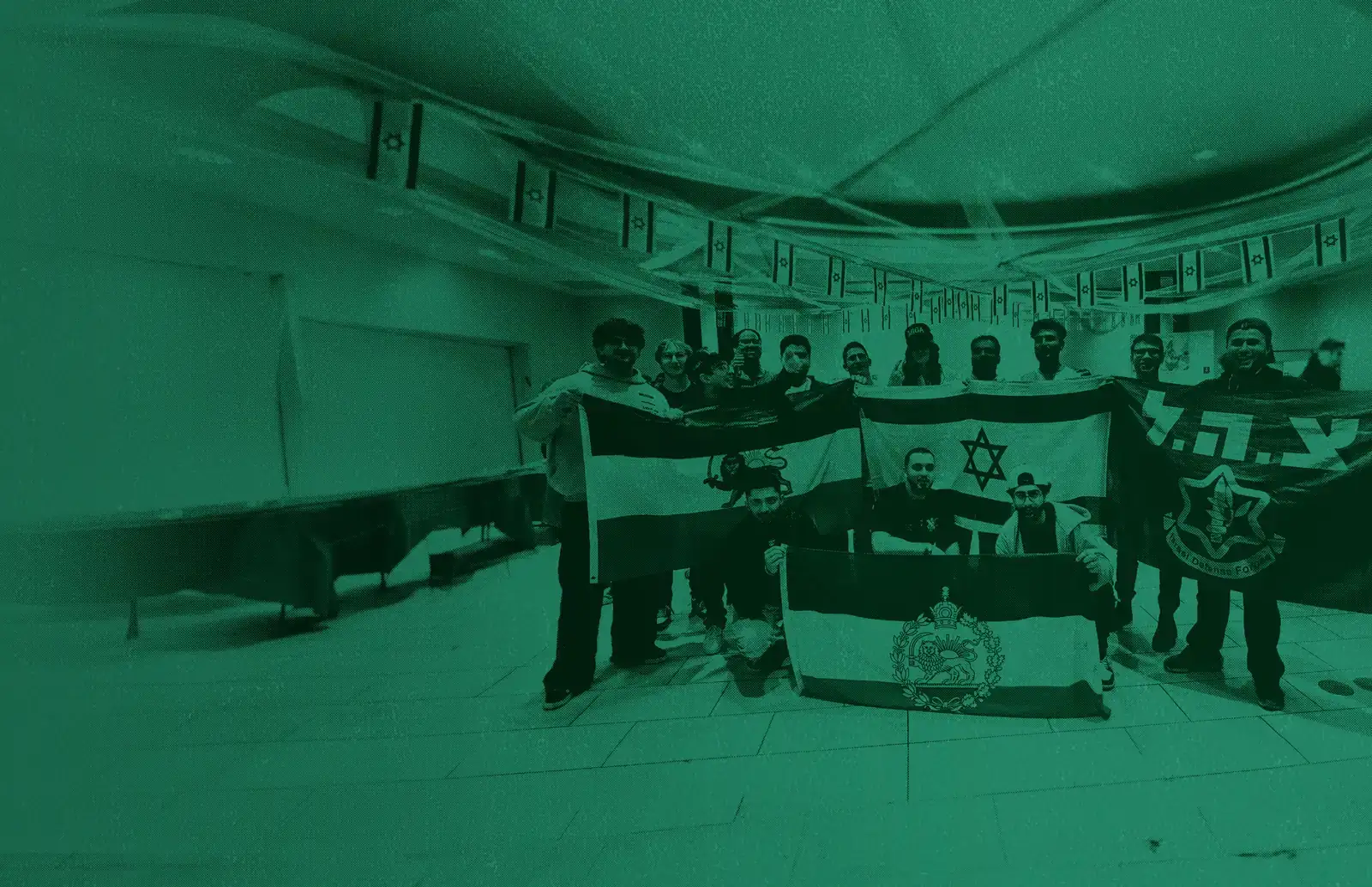 Jewish and Iranian students holding Israeli and Iranian flags together — the Allies chapter cover