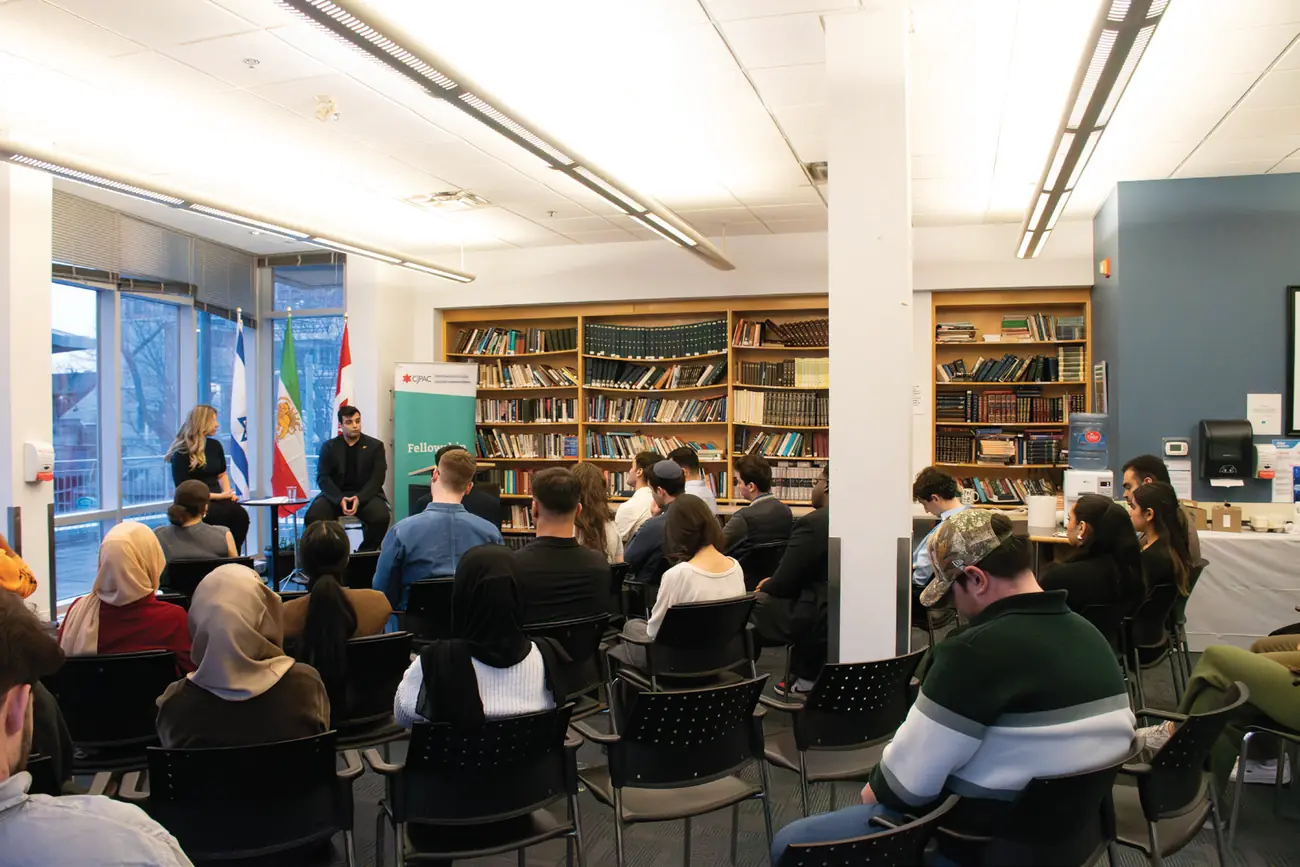 Students seated for the CJPAC fireside chat with Shervin Akhlaghi